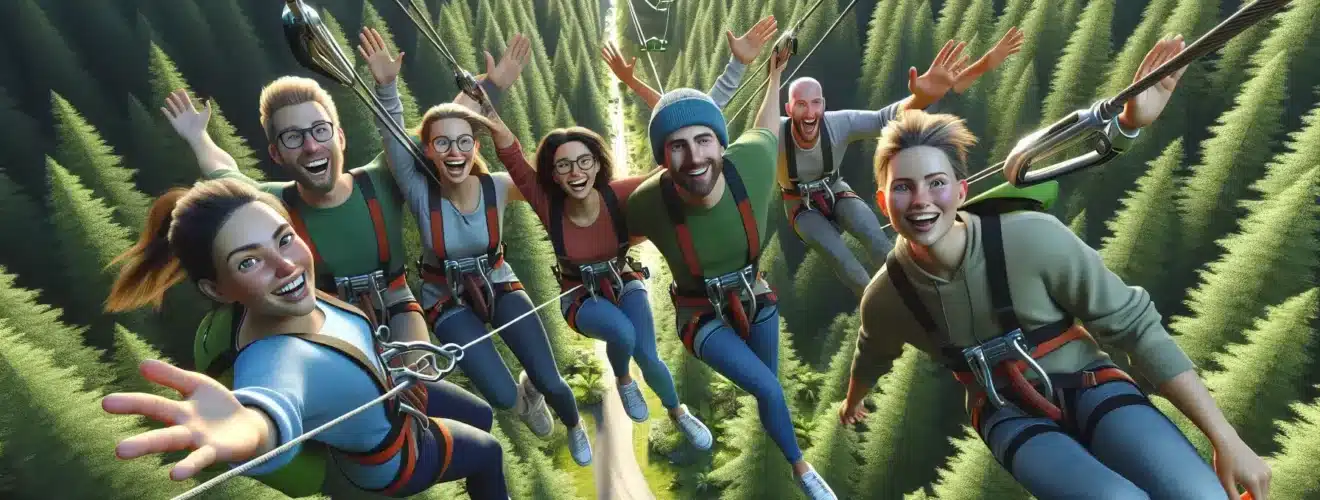 5 adrenalinfylte aktiviteter for kollegaer: fra zipline til fallskjermhopping for sterkere lagånd – illustration