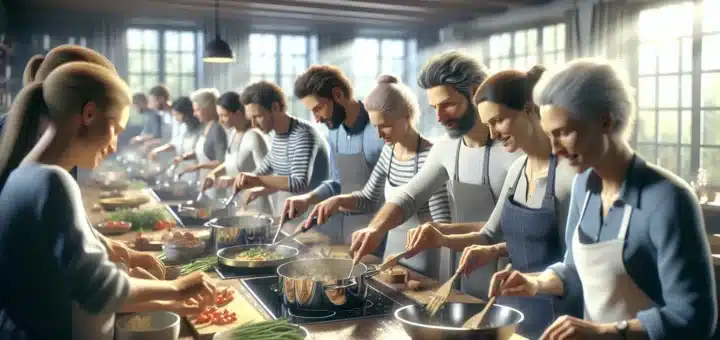 Kokkekurs for kolleger: en smakfull og sosial teambuilding-opplevelse – illustration