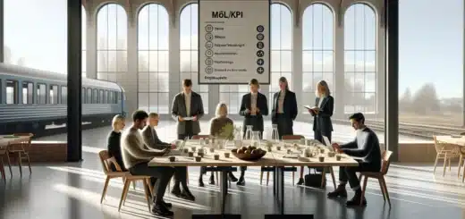 Colleagues planning a sustainable kickoff in a modern norwegian conference venue