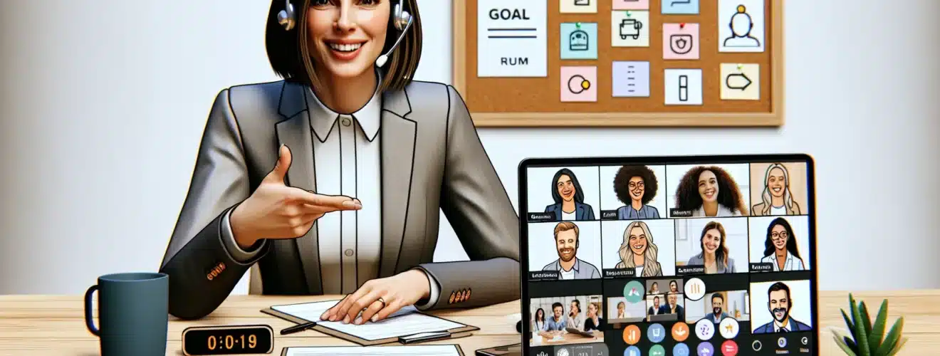 Facilitator leads a digital teambuilding call on teams with shared whiteboard