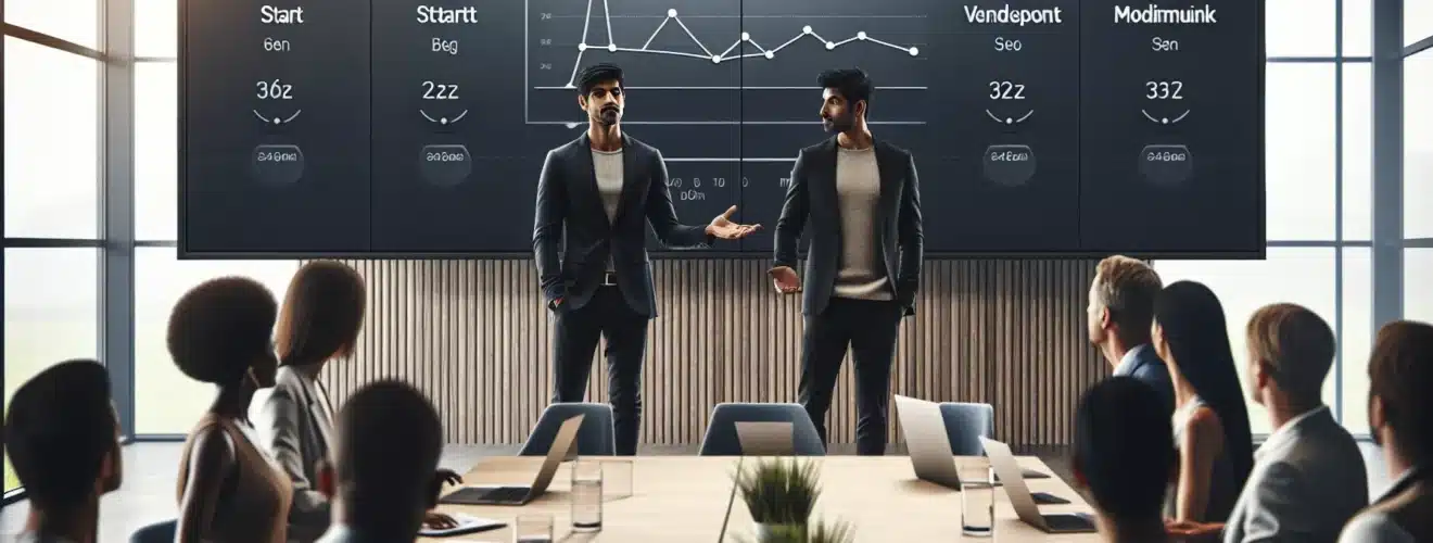 Norwegian team kickoff with presenter using storytelling and clear strategy visuals