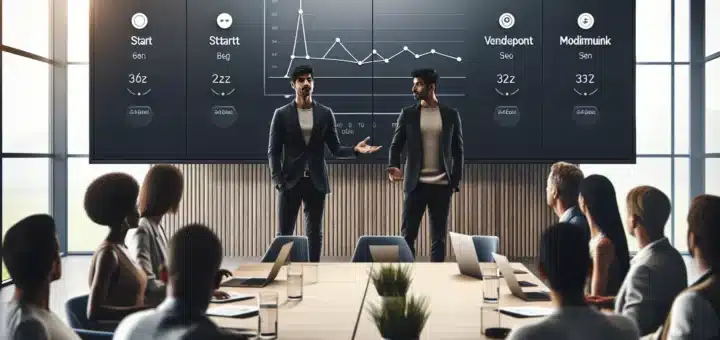 Norwegian team kickoff with presenter using storytelling and clear strategy visuals